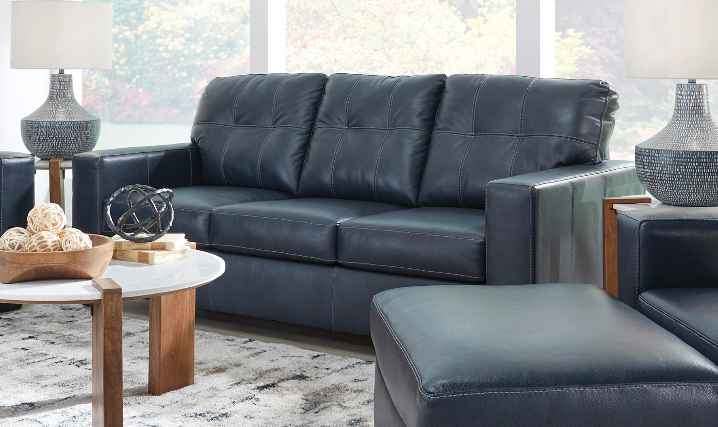3-Seater Leather Sofa with Track Arms in Santorine Design