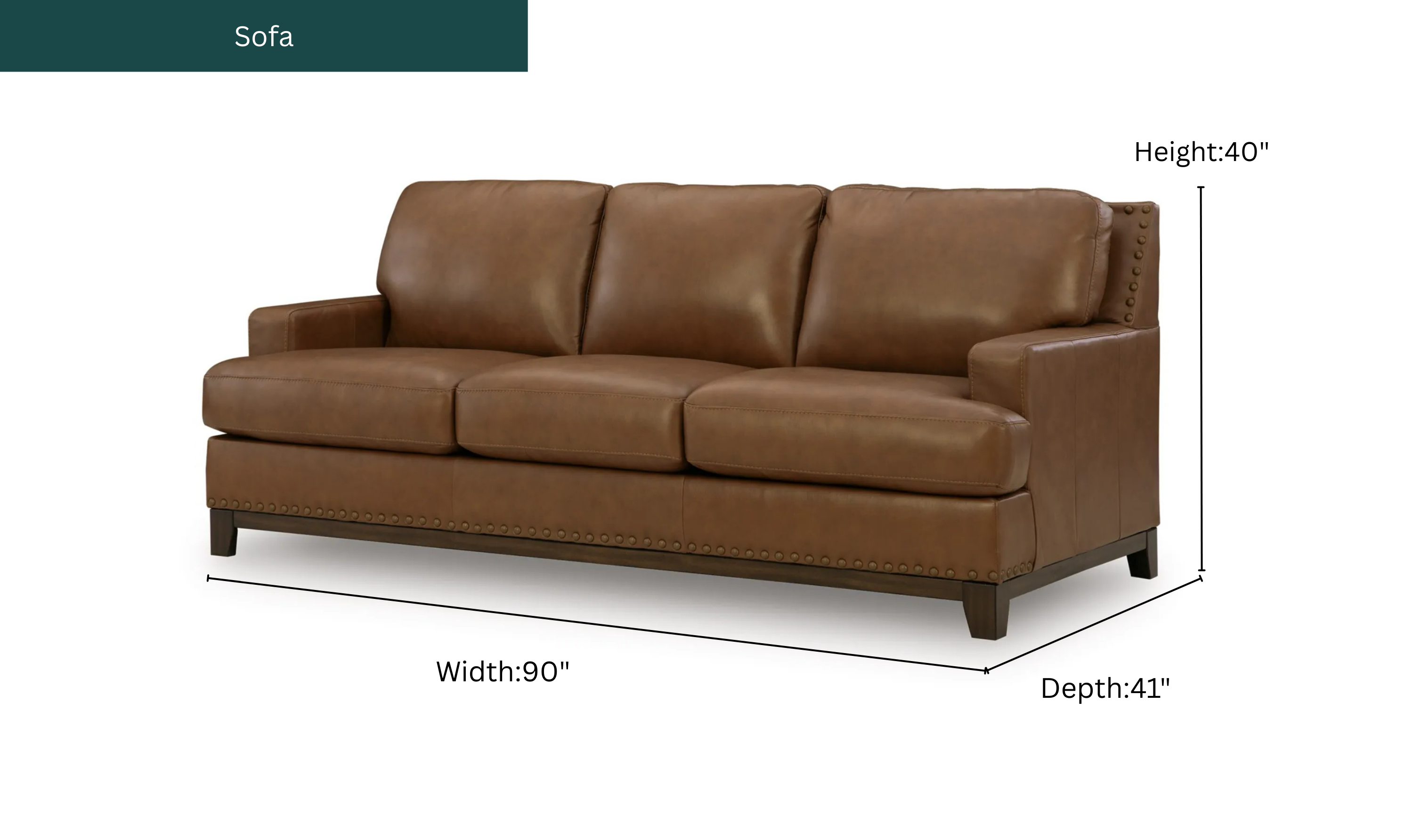 Saonara 3-Seater Sofa in Amber Leather with Modern Heritage Design