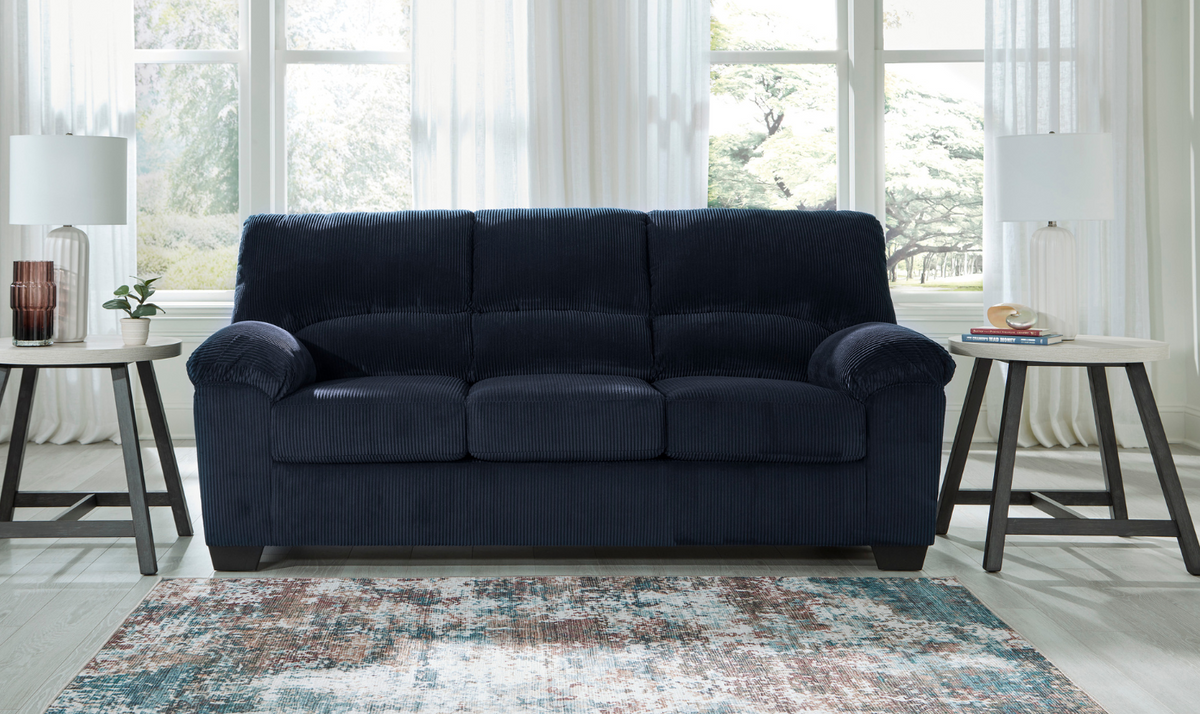 3-Seater Fabric Sofa with Pillow Arms and Modern Heritage Design