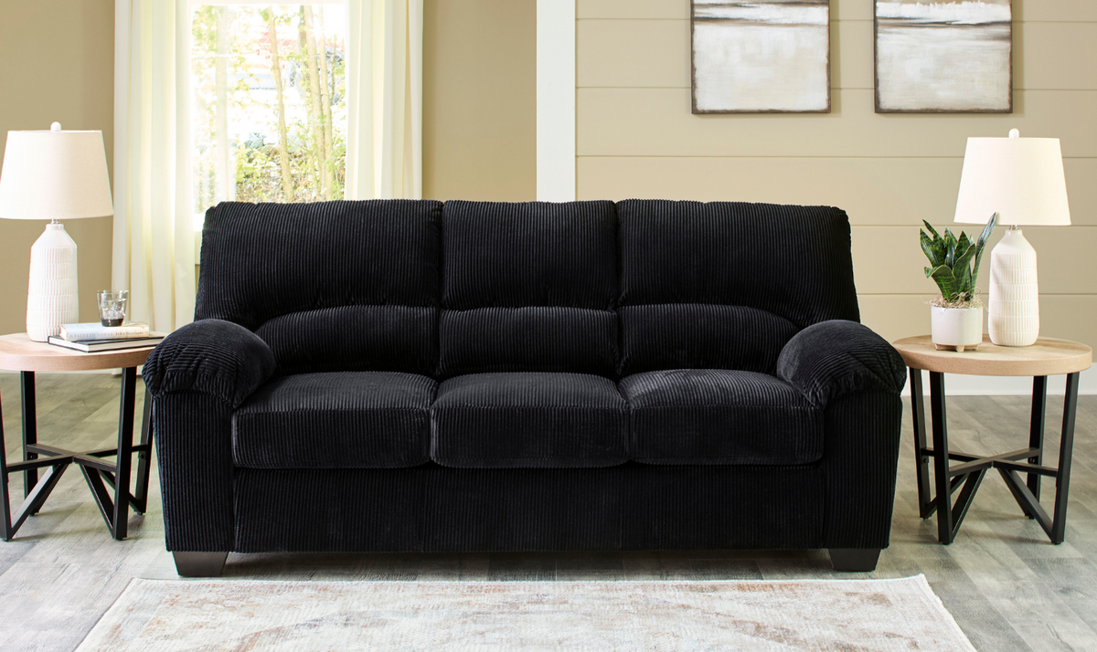 3-Seater Fabric Sofa with Pillow Arms and Modern Heritage Design