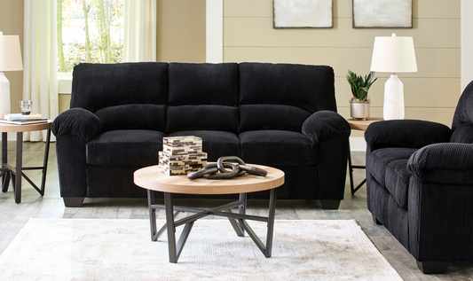 3-Seater Fabric Sofa with Pillow Arms and Modern Heritage Design