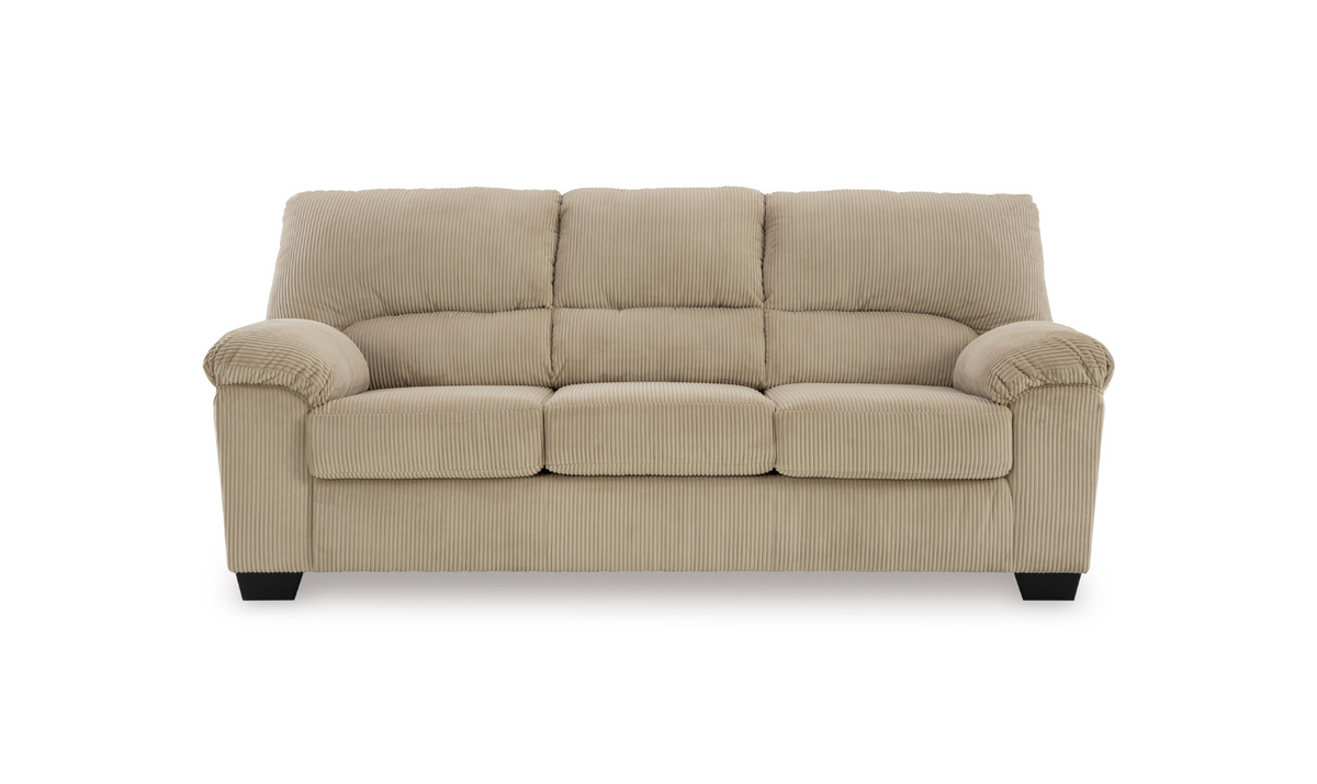 3-Seater Fabric Sofa with Pillow Arms and Modern Heritage Design