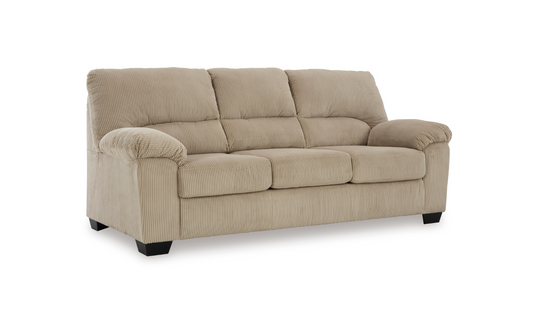 3-Seater Fabric Sofa with Pillow Arms and Modern Heritage Design