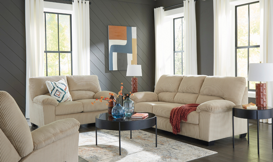 3-Seater Fabric Sofa with Pillow Arms and Modern Heritage Design