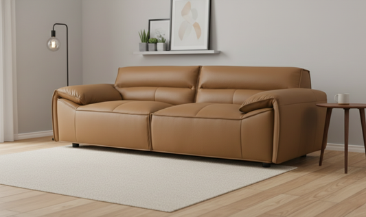 Leather Buxton Sofa with Wide Track Arms and Modern Design
