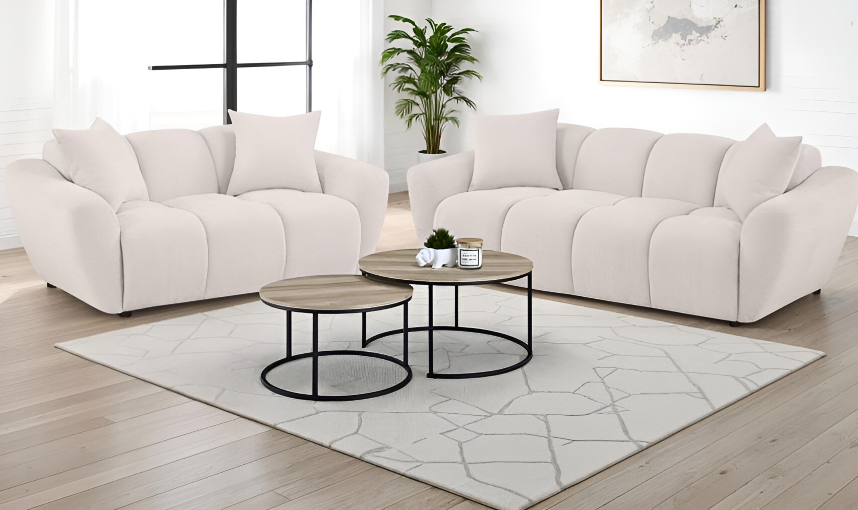 Chenille Fabric Splayed 3-Seater Sofa in Modern Heritage Design