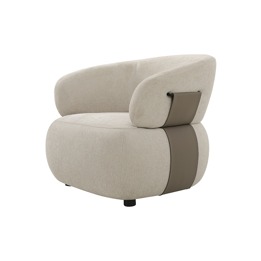Lounge Chair in Beige with Curved Back Design