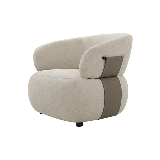 Lounge Chair in Beige with Curved Back Design