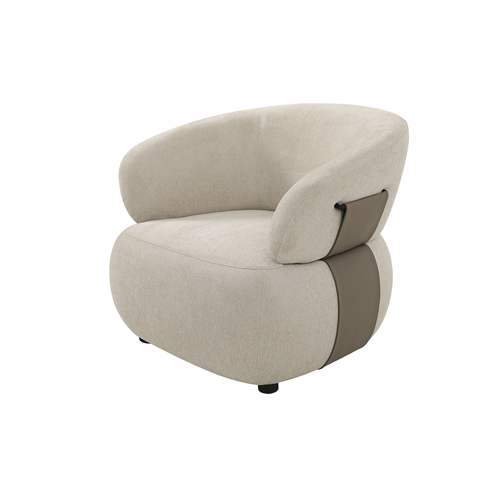 Lounge Chair in Beige with Curved Back Design