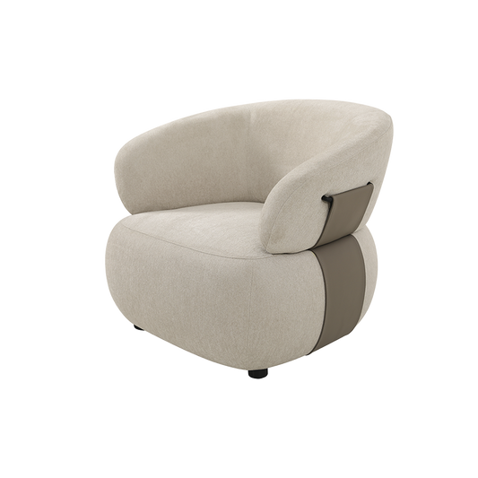 Lounge Chair in Beige with Curved Back Design