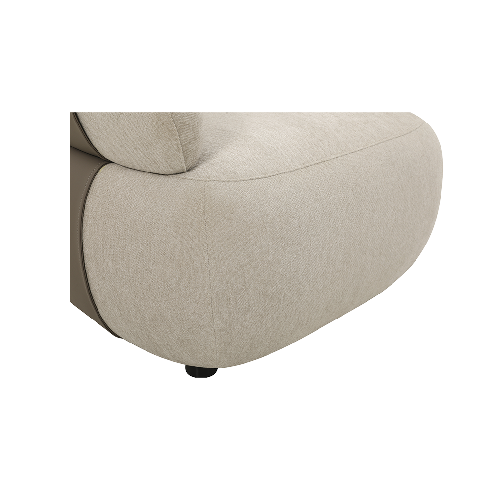 Lounge Chair in Beige with Curved Back Design