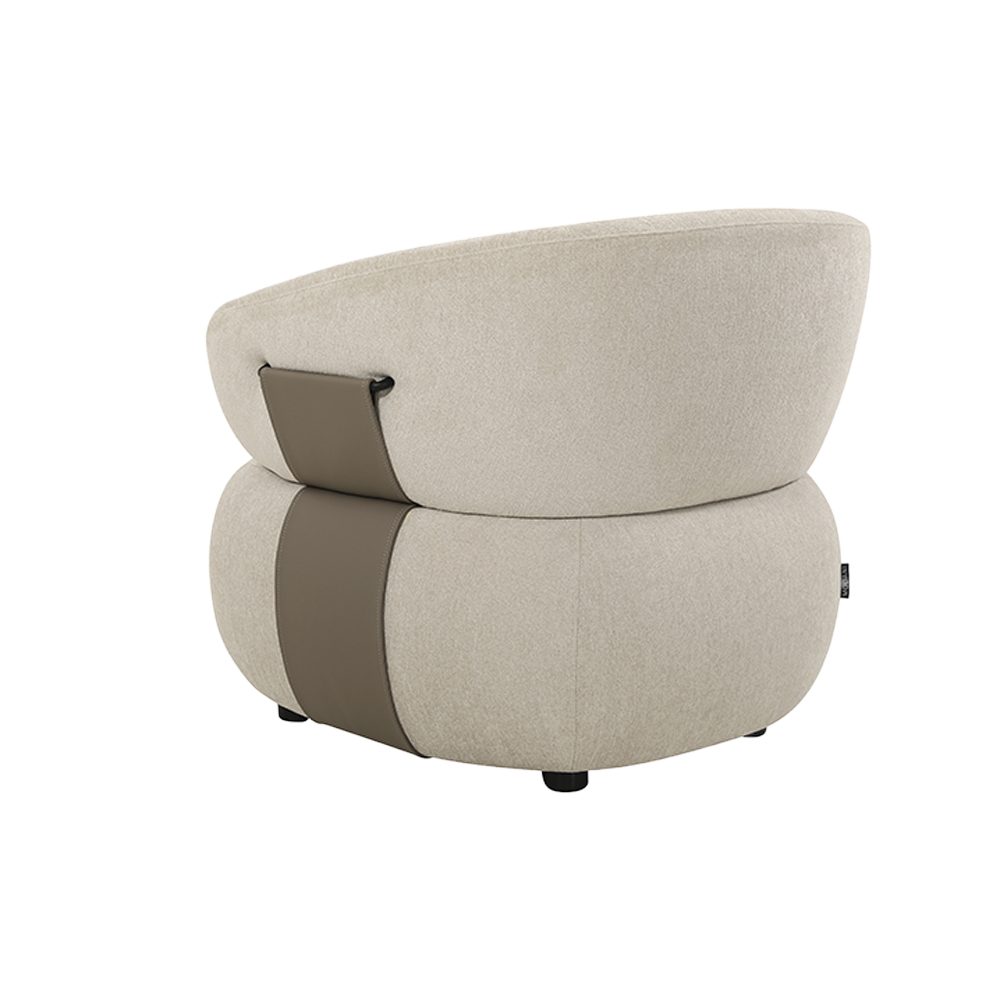 Lounge Chair in Beige with Curved Back Design