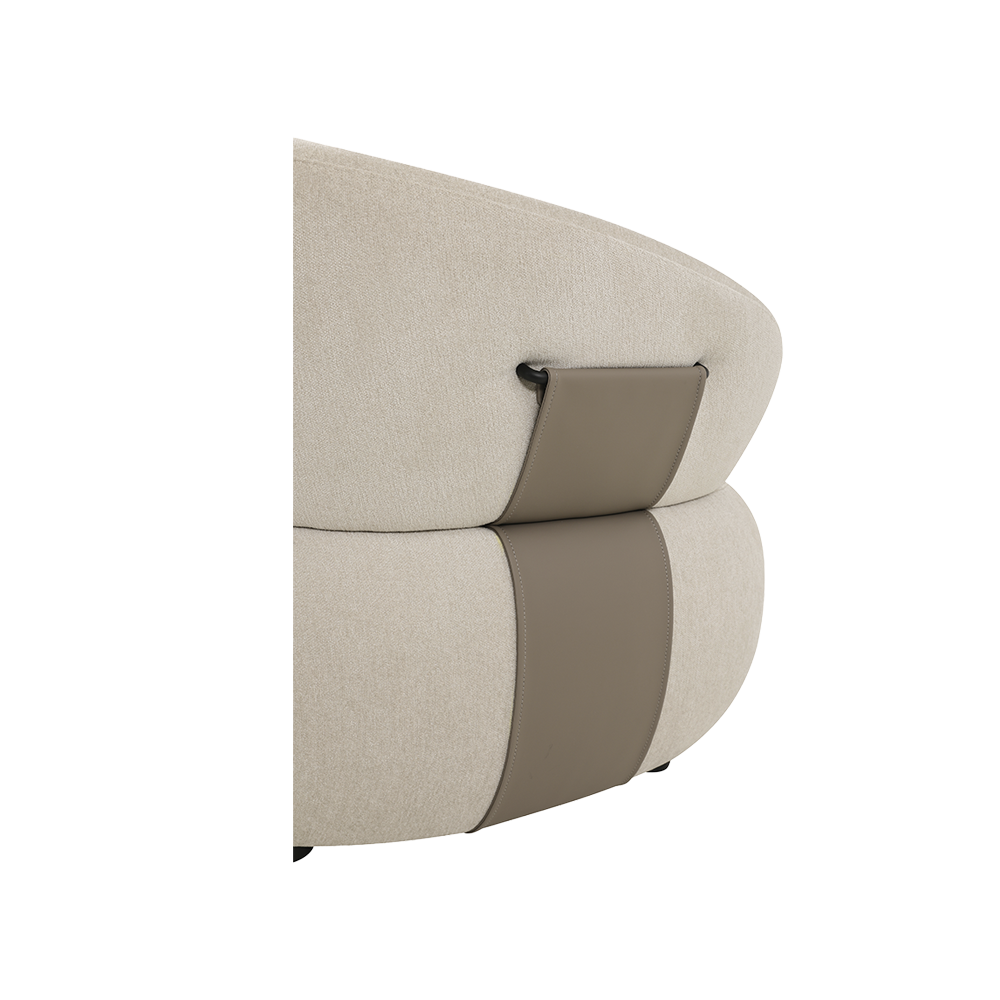 Lounge Chair in Beige with Curved Back Design