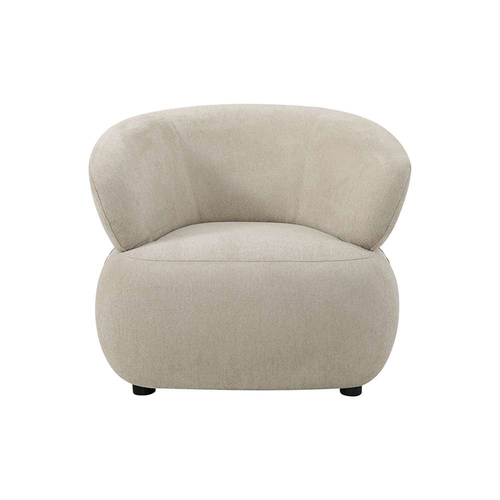 Lounge Chair in Beige with Curved Back Design