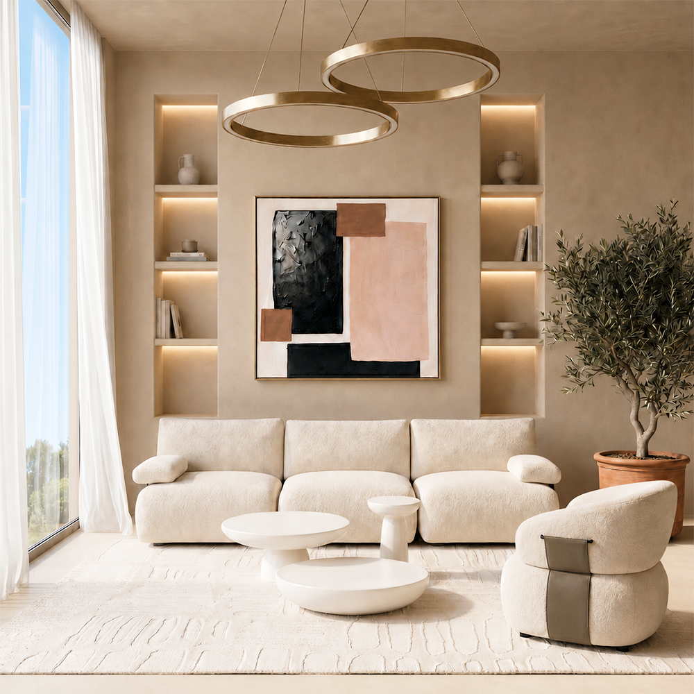 Monceau 3-Seater Sofa in Soft Beige Fabric