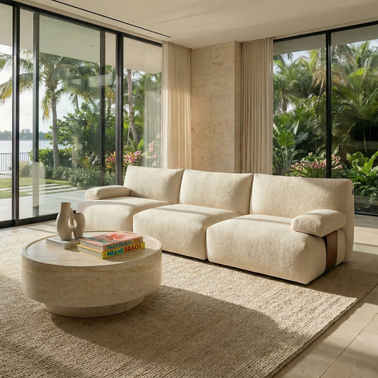 Monceau 3-Seater Sofa in Soft Beige Fabric