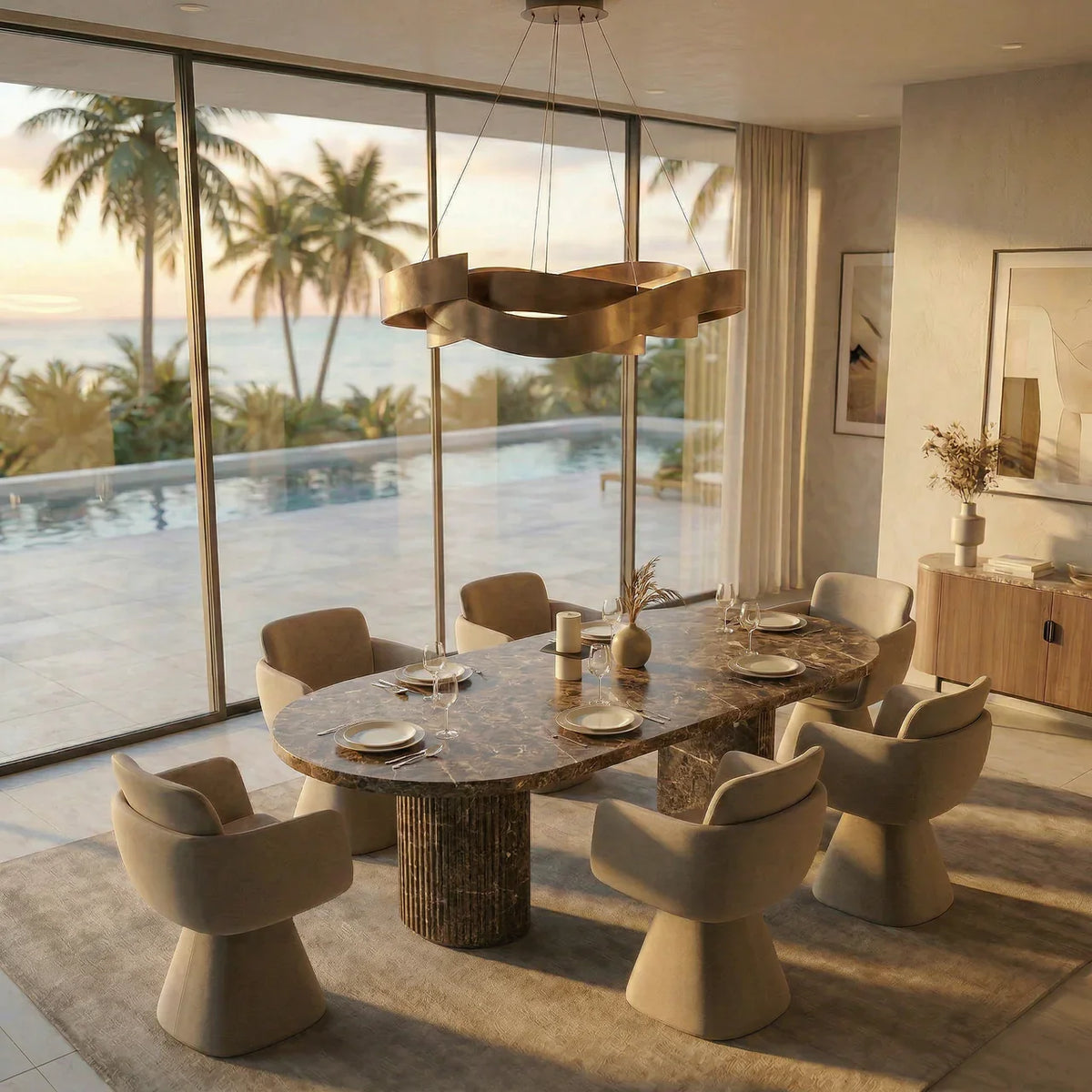 Swivel Dining Chair in Mocha with Sleek Design