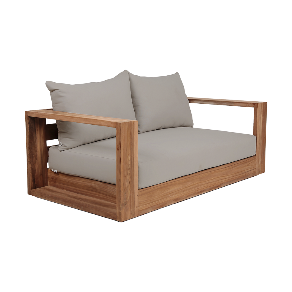 Outdoor 2 Seater Sofa in Gray with Cushioned Back