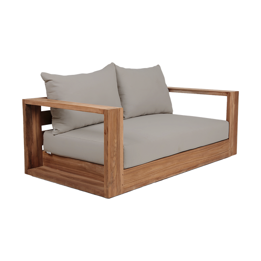 Outdoor 2 Seater Sofa in Gray with Cushioned Back