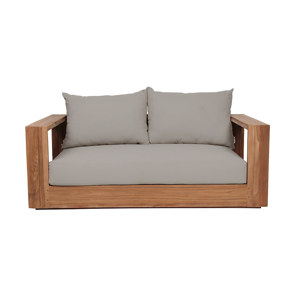 Outdoor 2 Seater Sofa in Gray with Cushioned Back