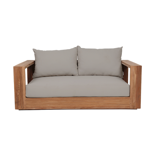 Outdoor 2 Seater Sofa in Gray with Cushioned Back