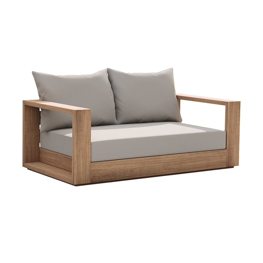 Outdoor 2 Seater Sofa in Gray with Cushioned Back