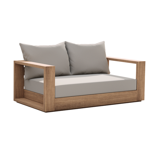 Outdoor 2 Seater Sofa in Gray with Cushioned Back