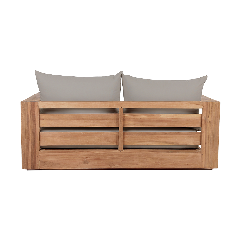 Outdoor 2 Seater Sofa in Gray with Cushioned Back