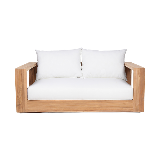 Outdoor 2 Seater Sofa in White with Cushioned Seating