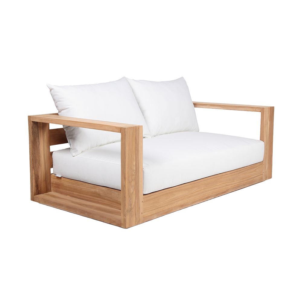 Outdoor 2 Seater Sofa in White with Cushioned Seating