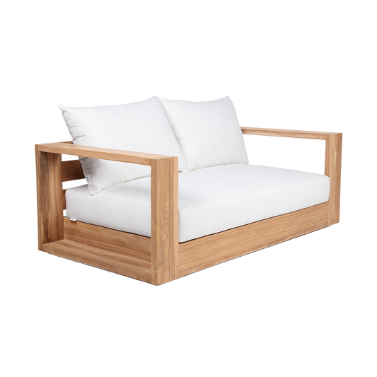 Outdoor 2 Seater Sofa in White with Cushioned Seating