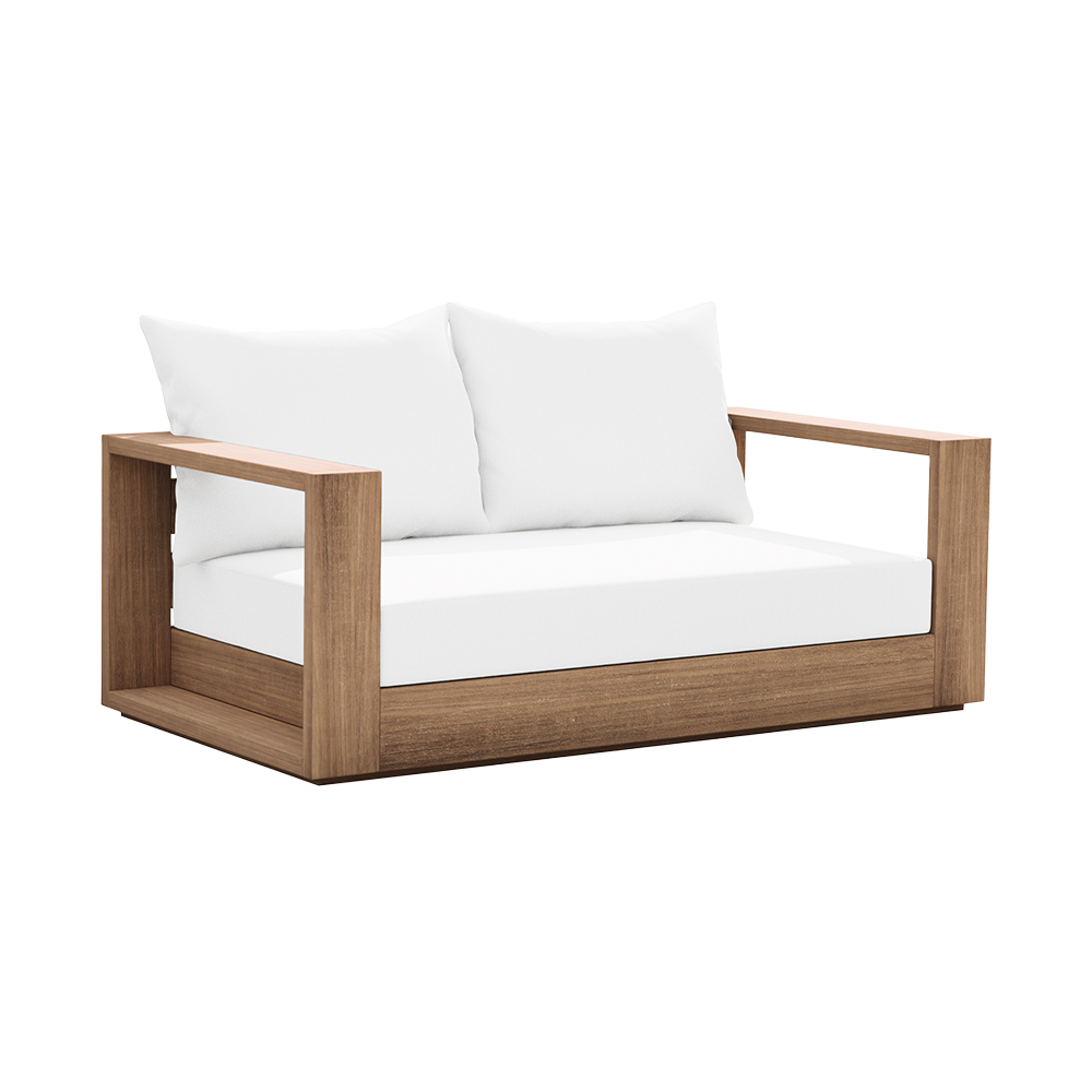 Outdoor 2 Seater Sofa in White with Cushioned Seating
