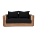 Outdoor 2 Seater Sofa in Black with Cushioned Seating
