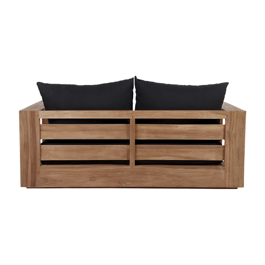Outdoor 2 Seater Sofa in Black with Cushioned Seating