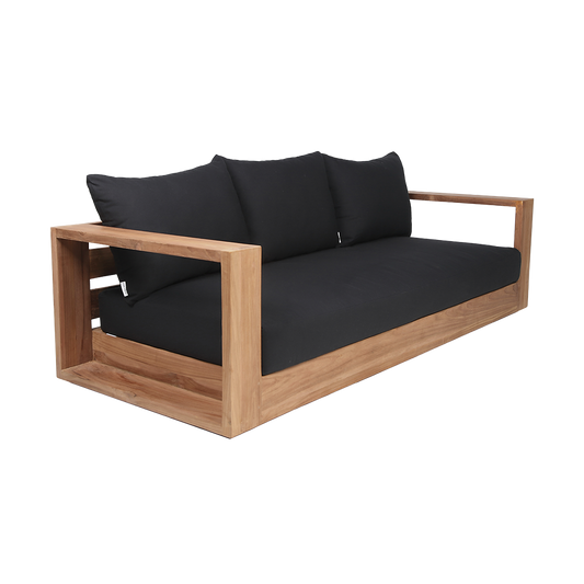 Outdoor 3 Seater Sofa in Black with Cushioned Seats