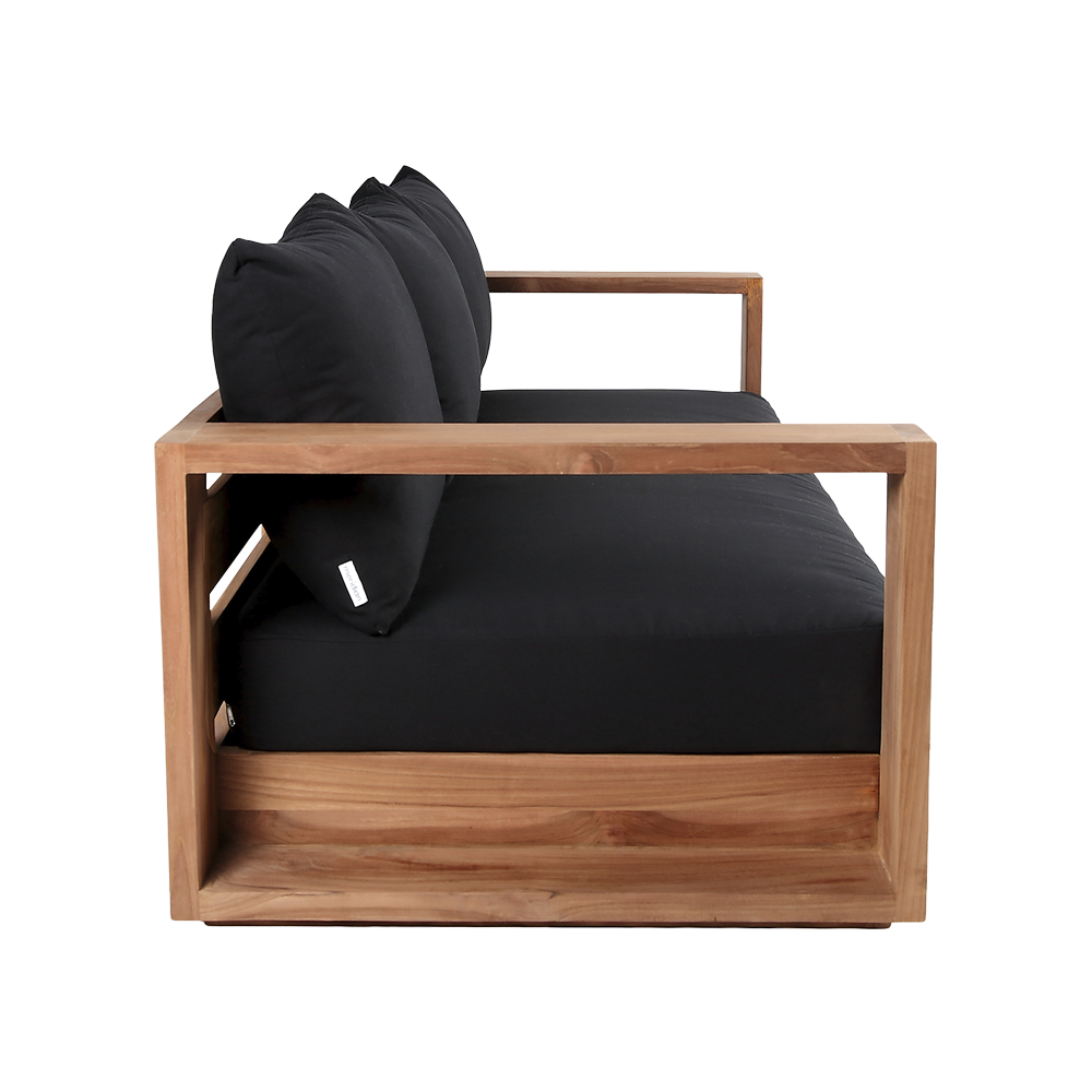 Outdoor 3 Seater Sofa in Black with Cushioned Seats
