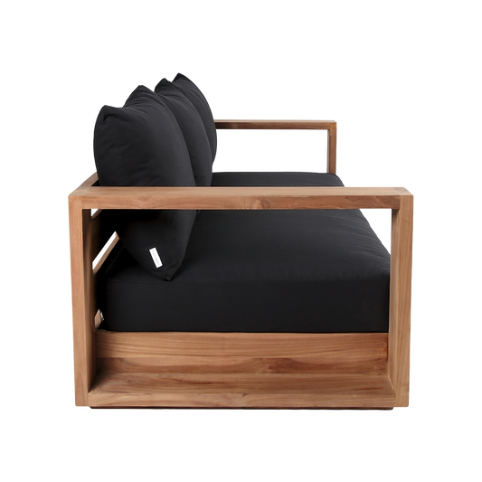 Outdoor 3 Seater Sofa in Black with Cushioned Seats