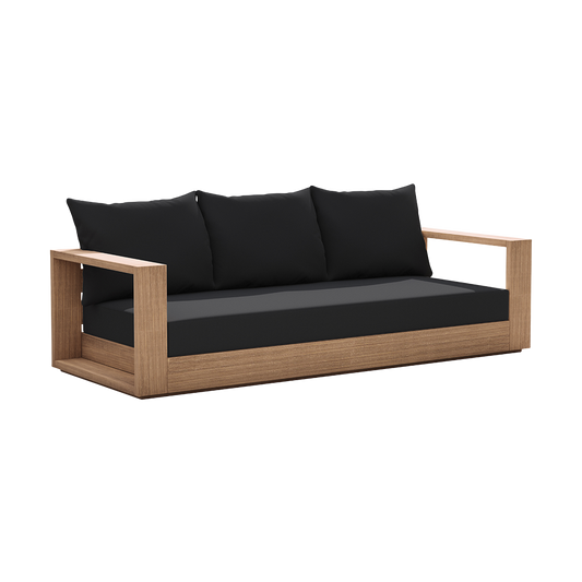Outdoor 3 Seater Sofa in Black with Cushioned Seats