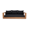 Outdoor 3 Seater Sofa in Black with Cushioned Seats