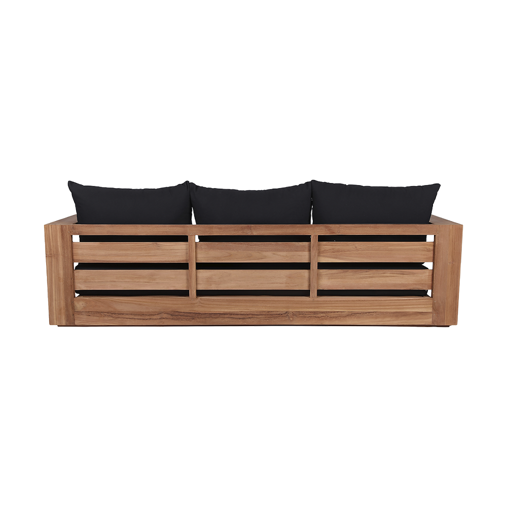Outdoor 3 Seater Sofa in Black with Cushioned Seats
