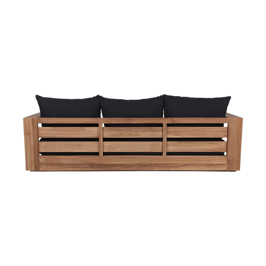 Outdoor 3 Seater Sofa in Black with Cushioned Seats