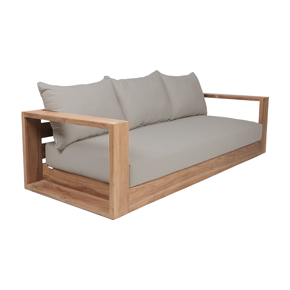 Outdoor 3 Seater Sofa in Gray Fabric