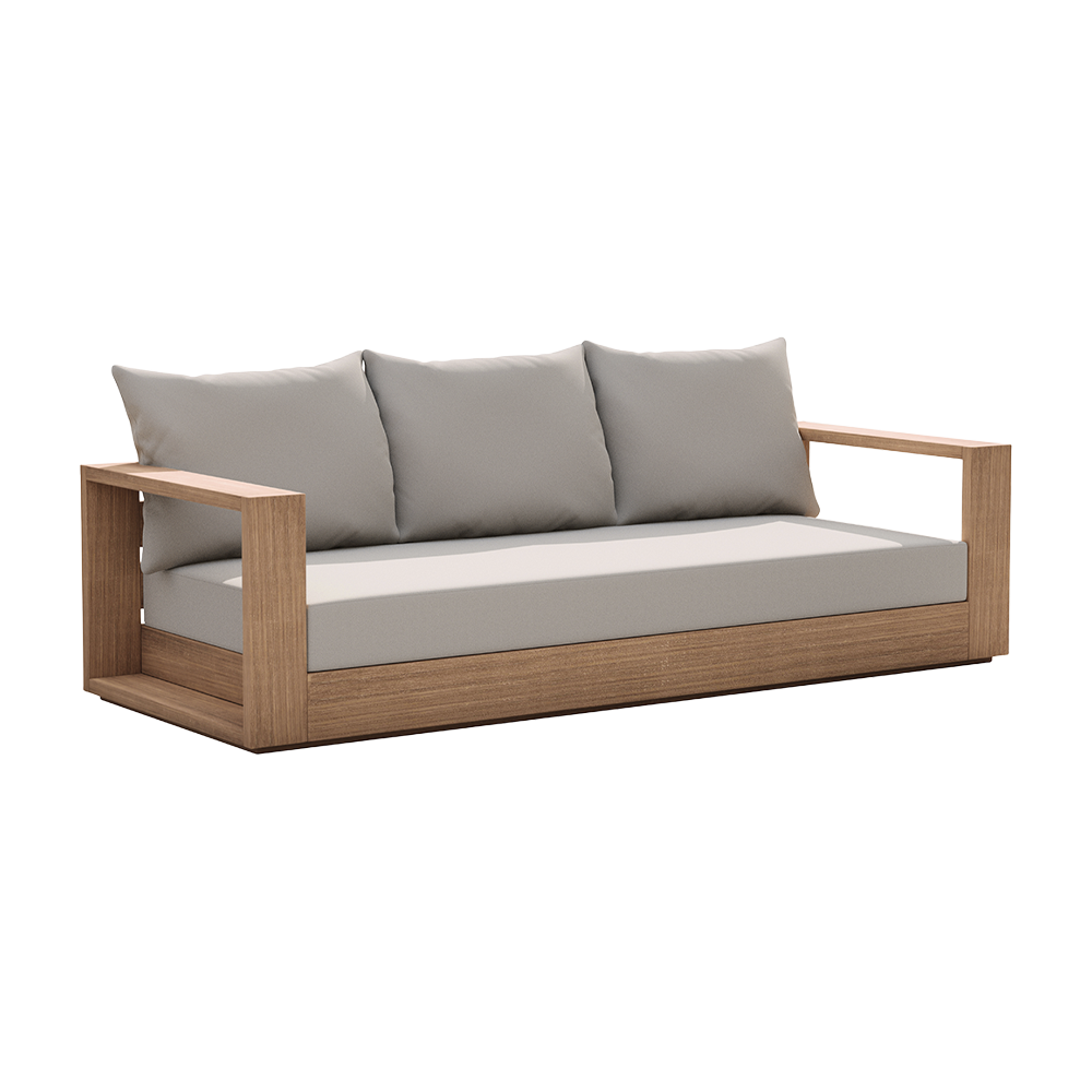 Outdoor 3 Seater Sofa in Gray Fabric