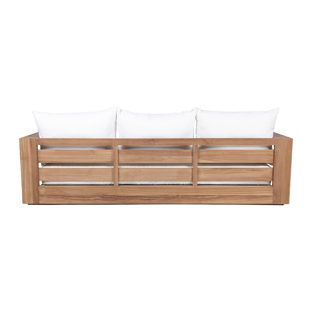 Outdoor 3 Seater Sofa in White with Cushioned Back