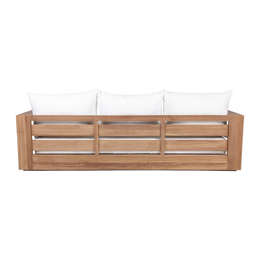 Outdoor 3 Seater Sofa in White with Cushioned Back