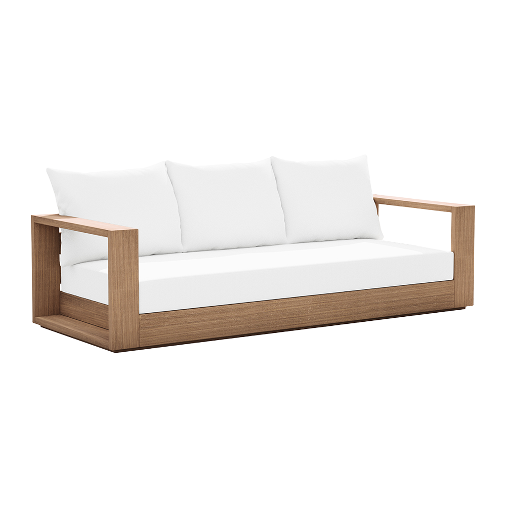 Outdoor 3 Seater Sofa in White with Cushioned Back