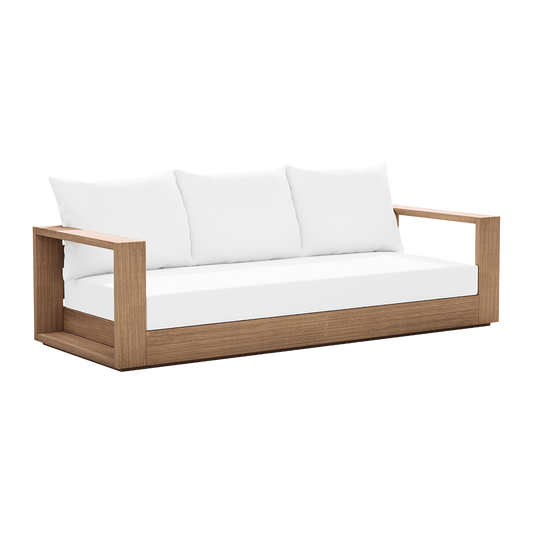 Outdoor 3 Seater Sofa in White with Cushioned Back
