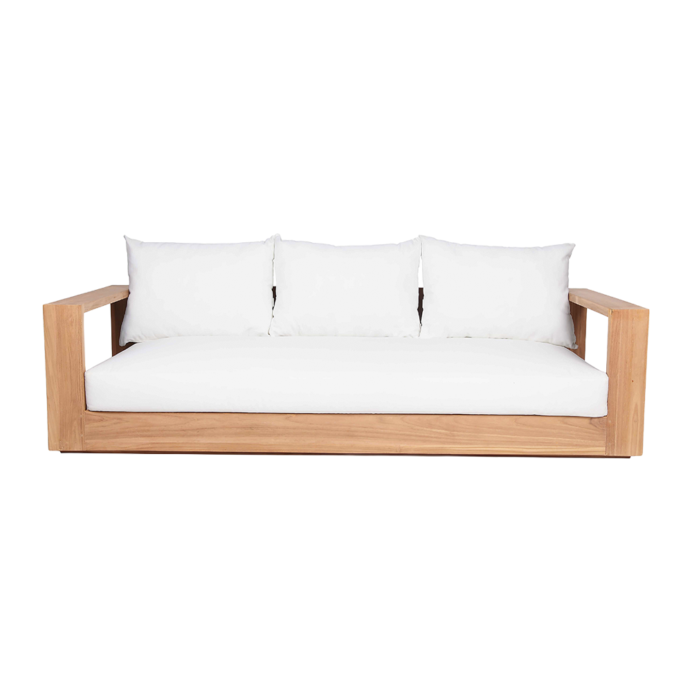 Outdoor 3 Seater Sofa in White with Cushioned Back