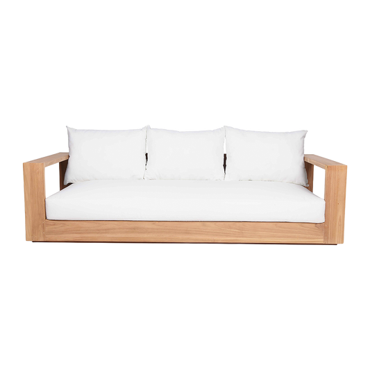 Outdoor 3 Seater Sofa in White with Cushioned Back