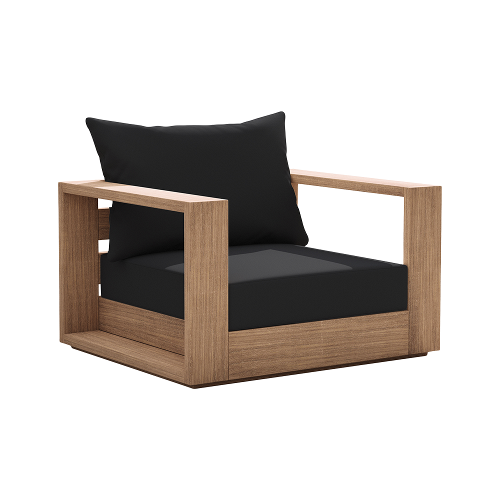 Outdoor Lounge Chair in Black with Curved Seat Design